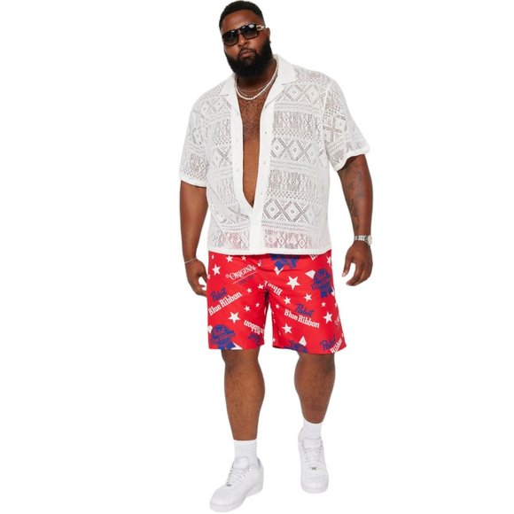 Pabst Blue Ribbon Beer PRB Board Swim Shorts Red White Blue Men's - Picture 5 of 5